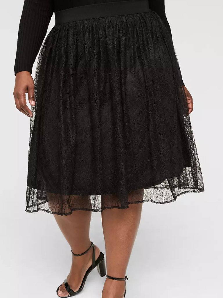 Black Lace Party Skirt Size 22/24 By Lane Bryant